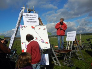 Demonstration an der Bohrstelle "Bötersen Z11"